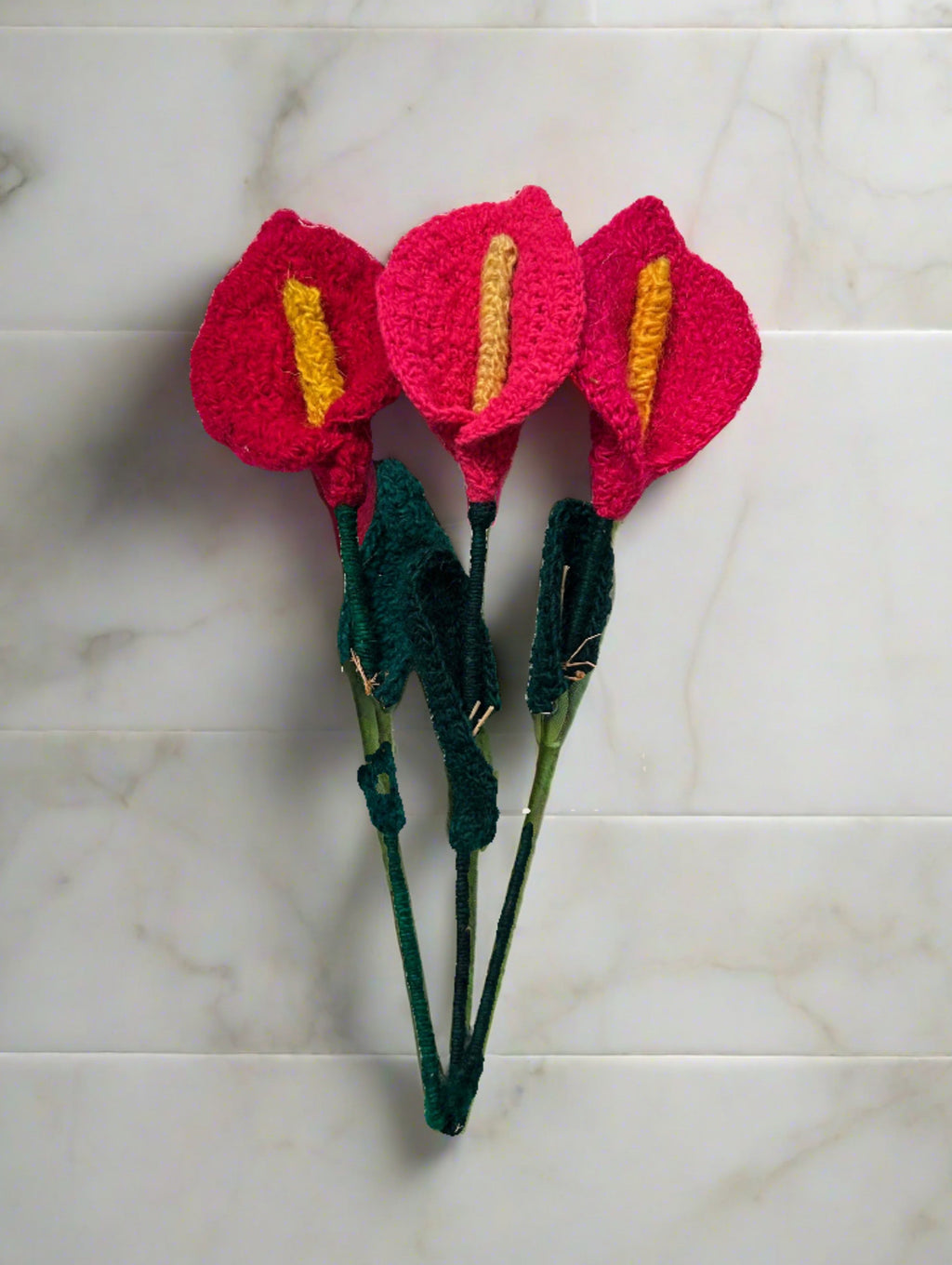 Handmade Fair Trade Wool Calla Lily – Eco-Friendly, Crocheted, Unique Floral Decoration