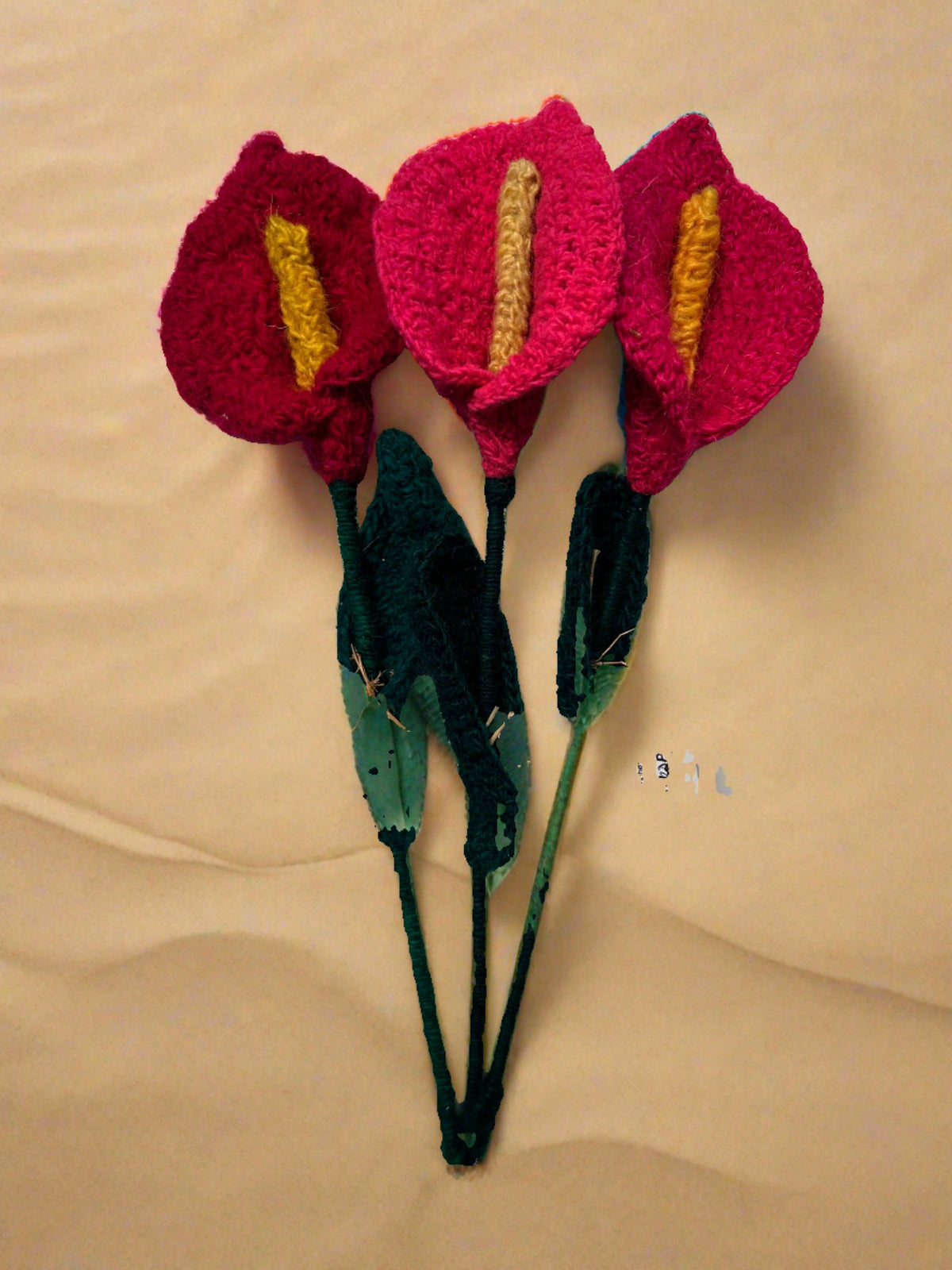 Handmade Fair Trade Wool Calla Lily – Eco-Friendly, Crocheted, Unique Floral Decoration