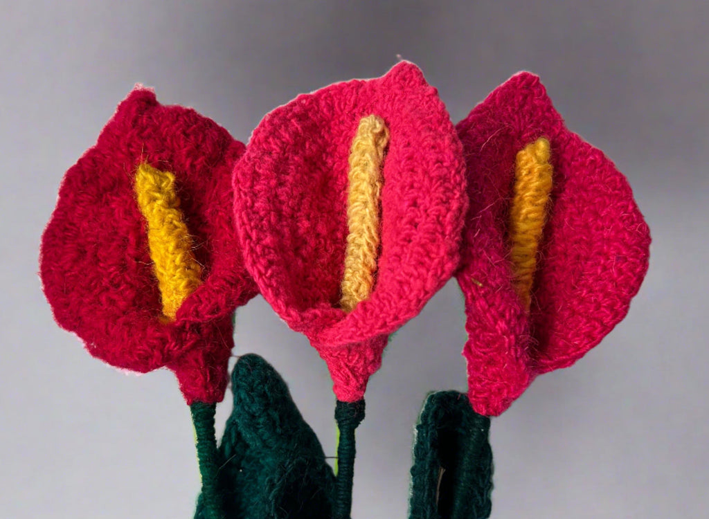 Handmade Fair Trade Wool Calla Lily – Eco-Friendly, Crocheted, Unique Floral Decoration